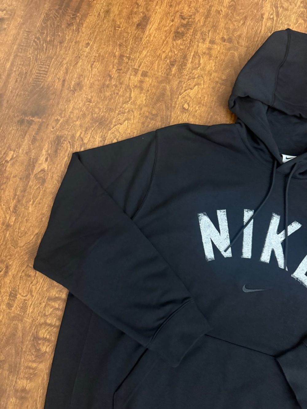 Nike Black Hoodie with White Distressed NIKE Logo Size XXL - Picture 5 of 16